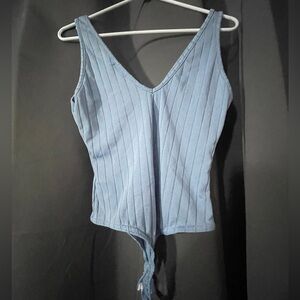Boohoo Light Blue V-Neck Bodysuit